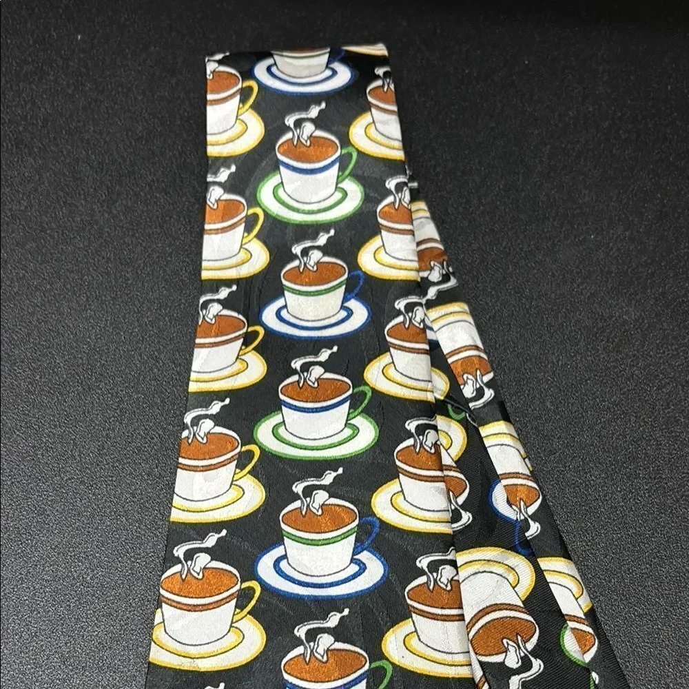 Renaissance Coffee Cup Patterned Silk Tie